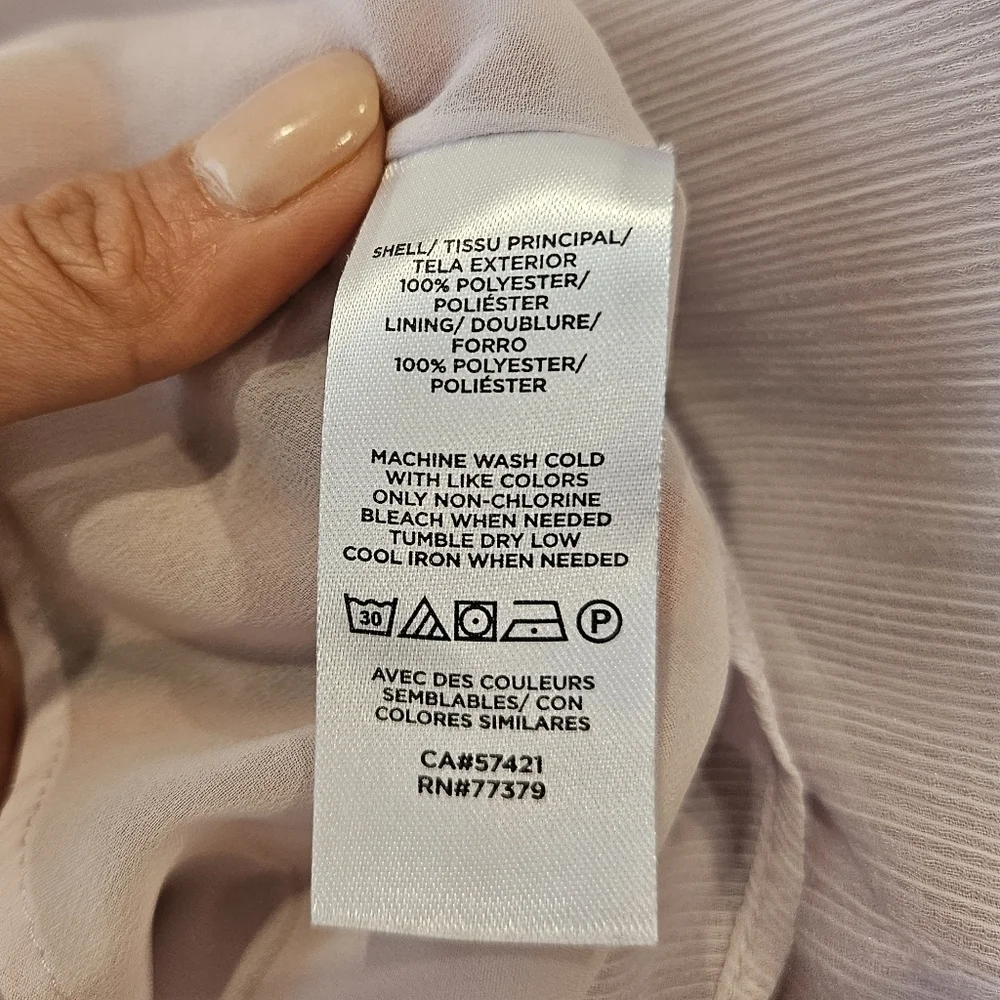 Ann Taylor Mock neck Lavendar Sheer Blouse size S - Picture 6 of 6